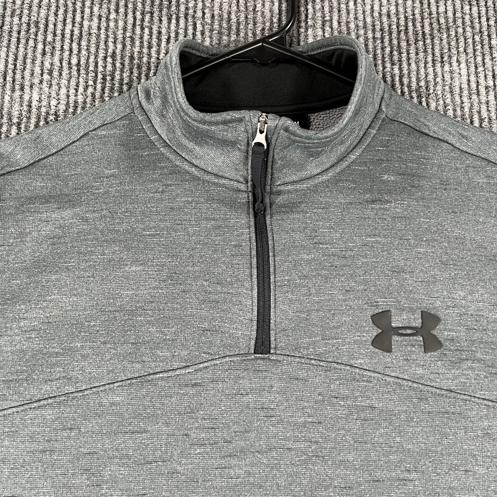 Under Armour Sweatshirt Mens Medium Gray Long Sleeve 1/4 Zip Cold Gera Mock